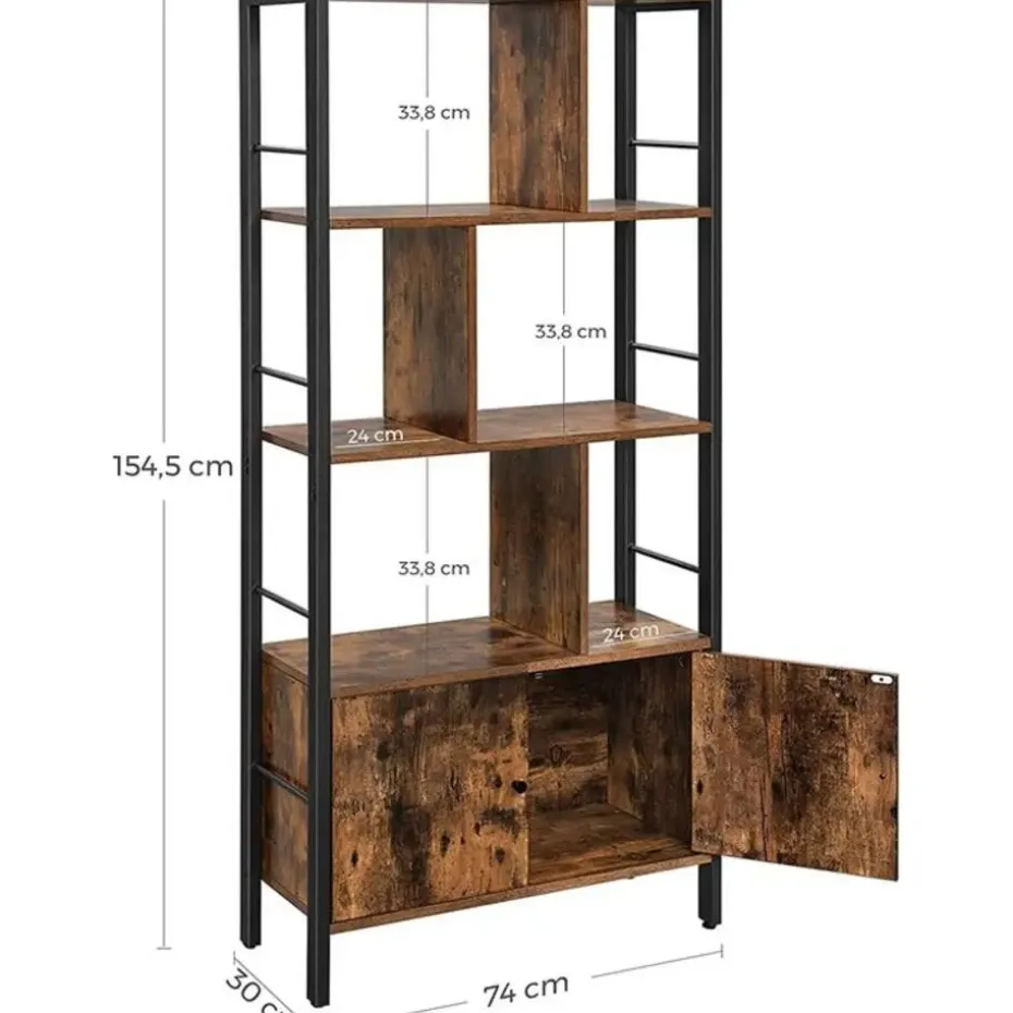 Parya Home Industriėle Boekenkast – Staande kast met 4 legplanken