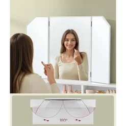 Parya Home Kaptafel, kaptafel met opklapbare spiegel en 2 laden