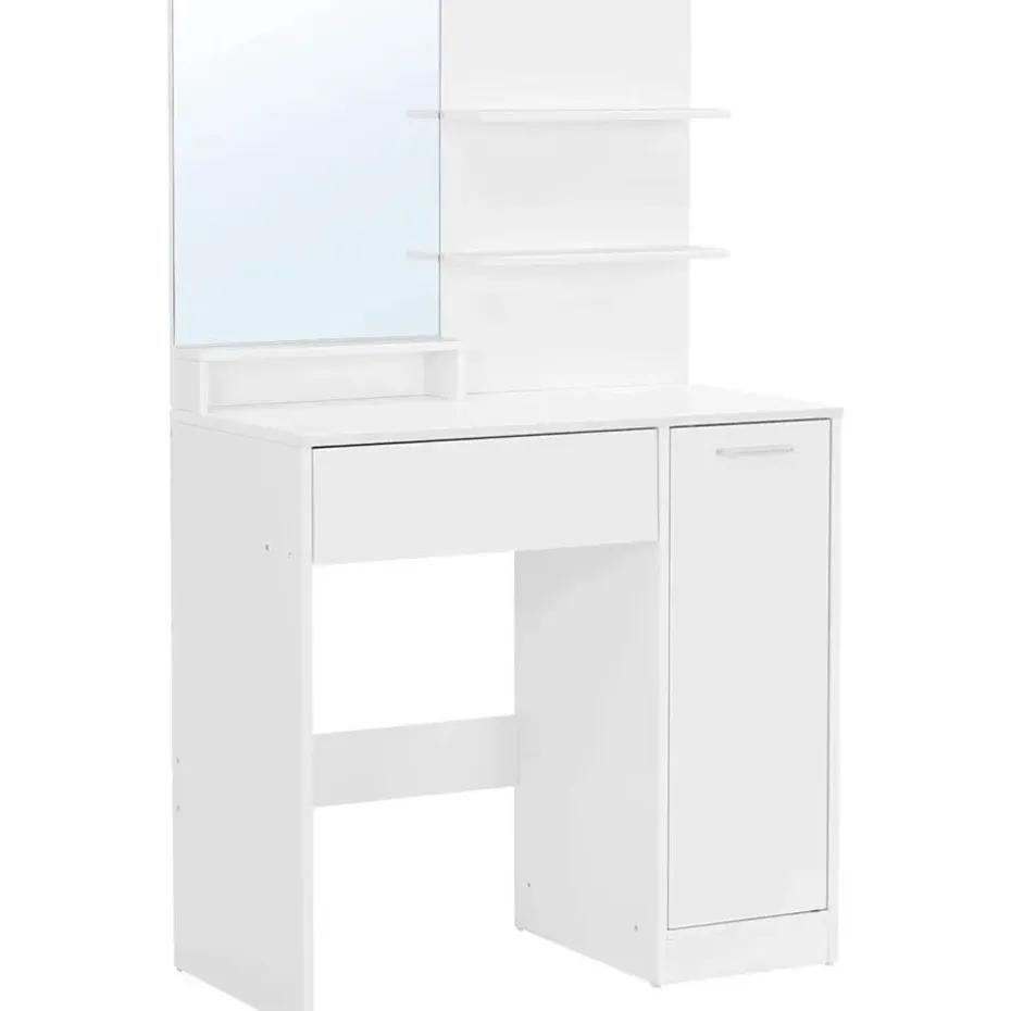 Parya Home kaptafel met spiegel - 1 lade - 2 legplanken - wit