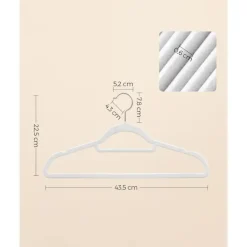 Parya Home kleerhangers, 50 stuks, fluweel, wit