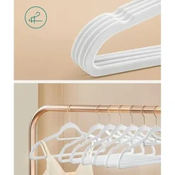 Parya Home kleerhangers, 50 stuks, fluweel, wit