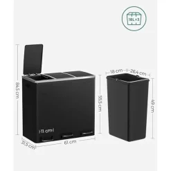 Parya Home 54L Prullenbak zwart