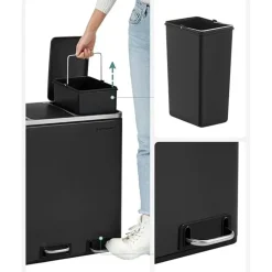 Parya Home 54L Prullenbak zwart