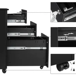 Parya Home Ladeblok bureau op wieltjes 3 Lades