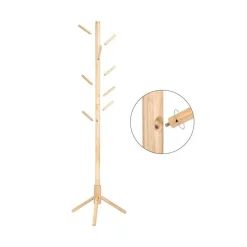 Parya Home Massief Houten Kapstok – kledingrek met 8 haken
