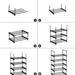 Parya Home metalen schoenrek met 5 niveaus - zwart