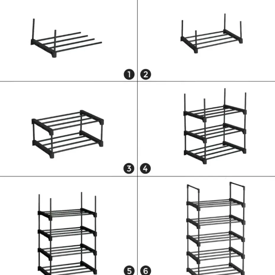 Parya Home metalen schoenrek met 5 niveaus - zwart