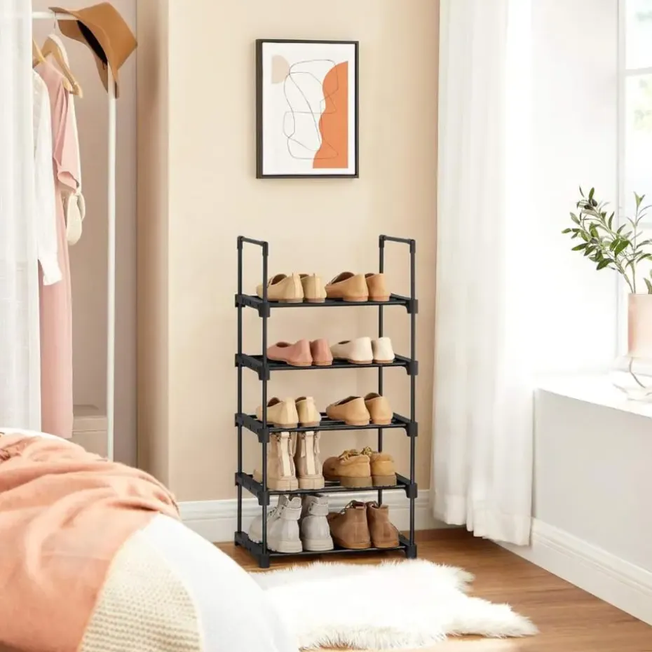 Parya Home metalen schoenrek met 5 niveaus - zwart