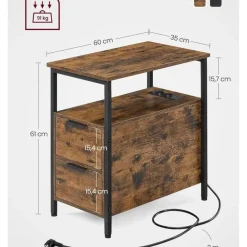 Parya home Nachtkastje met Stekkerdoos Bruin