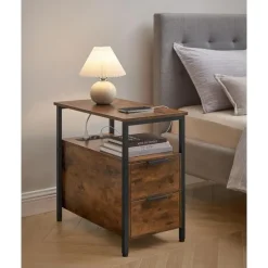 Parya home Nachtkastje met Stekkerdoos Bruin