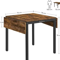 Parya Home Opvouwbare eettafel Vintage Bruin/Zwart