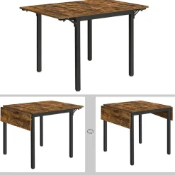 Parya Home Opvouwbare eettafel Vintage Bruin/Zwart