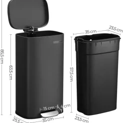 Parya Home Prullenbak voor keuken met pedaal en softclose, zwart