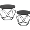 Parya home Ronde salontafels, set van 2 bijzettafels zwart