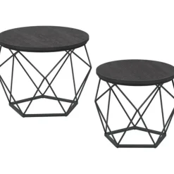 Parya home Ronde salontafels, set van 2 bijzettafels zwart