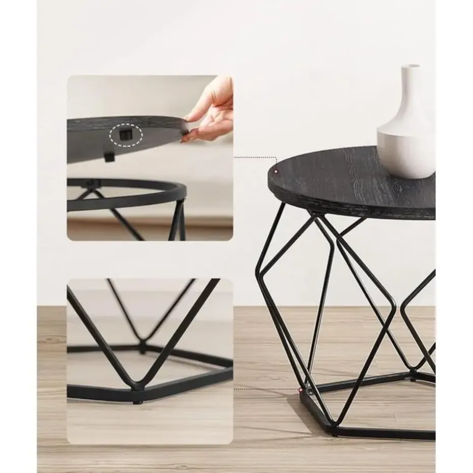 Parya home Ronde salontafels, set van 2 bijzettafels zwart