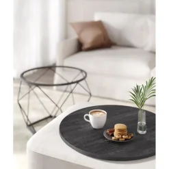 Parya home Ronde salontafels, set van 2 bijzettafels zwart