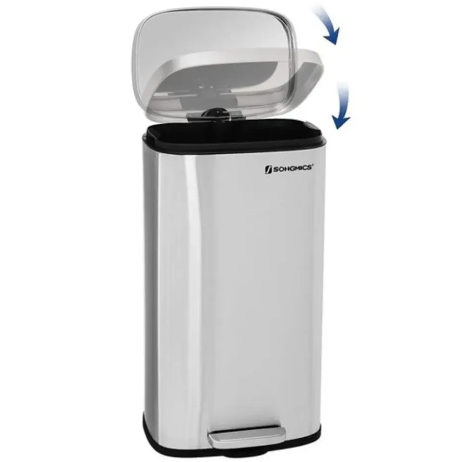 Parya home RVS Pedaalemmer - 30 liter - Rechthoekig