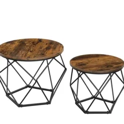 Parya home Salontafel 2-set bijzettafel industrieel bruin zwart