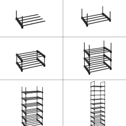 Parya Home schoenenrek - 10 planken - metaal - zwart