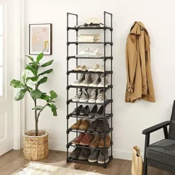 Parya Home schoenenrek - 10 planken - metaal - zwart