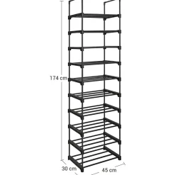 Parya Home schoenenrek - 10 planken - metaal - zwart