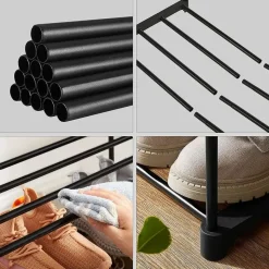 Parya Home schoenenrek met 3-lagen - metalen - zwart