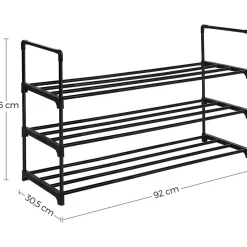 Parya Home schoenenrek met 3-lagen - metalen - zwart