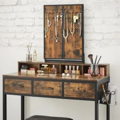 Parya Home Vintage Kaptafel met 3-delige met klapspiegel