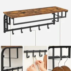 Parya Home Wandkapstok met Haken – Wandkapstok met 5 afneembare haken