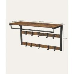 Parya Home Wandkapstok met Plank – wandplank met 10 haken