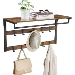 Parya Home Wandkapstok met Plank – wandplank met 10 haken
