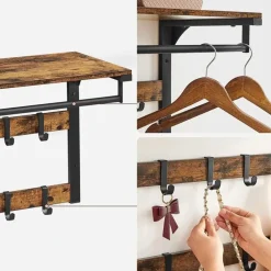 Parya Home wandkapstok, wandplank met 10 afneembare haken