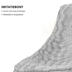 Parya Stoel Zitzak Bont - Zitzakfauteuil - Woonkamerzitzak - Grijs - Senior