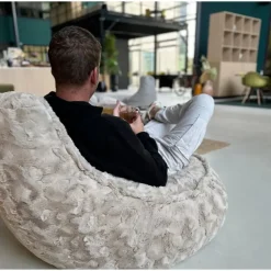 Parya Stoel Zitzak Bont - Zitzakfauteuil - Woonkamerzitzak - Grijs - Senior