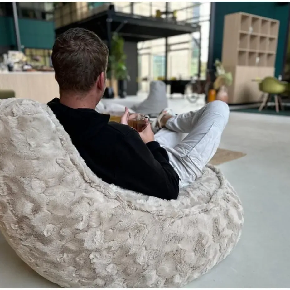 Parya Stoel Zitzak Bont - Zitzakfauteuil - Woonkamerzitzak - Grijs - Senior