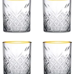 Pasabahce Tumbler met gouden rand Timeless 35.5 cl - Transparant Goud 4 stuk(s)