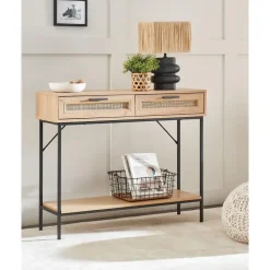 PASCO - Consoletafel - Lichte houtkleur - Rotan