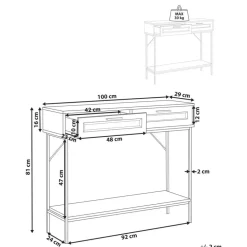 PASCO - Consoletafel - Lichte houtkleur - Rotan