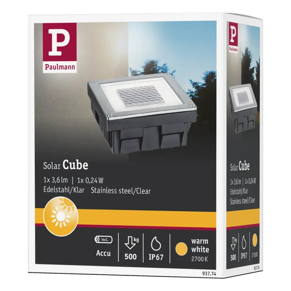 Paulmann Grondinbouwlamp Cube - Solar - 100x100mm - 0,24W - IP67
