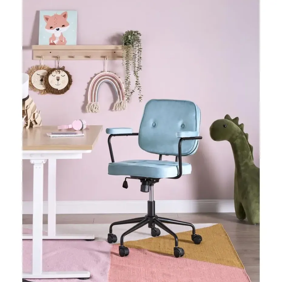 PAWNEE - Bureaustoel - Lichtblauw - Fluweel