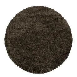 Pearl Soft Rond Hoogpolig Vloerkleed Bruin - 200 CM ROND