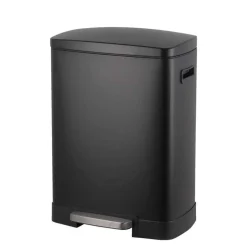 Pedaalemmer duo Paco - zwart metaal - 25 + 15 liter - 64,5 cm