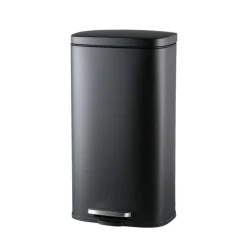 Pedaalemmer prullenbak Paco - zwart metaal - 30 liter - 63,5 cm