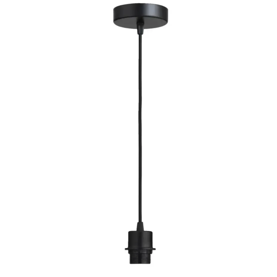 Pendel hanglamp zwart met schroefdraad voor kap - E27 - 100 cm