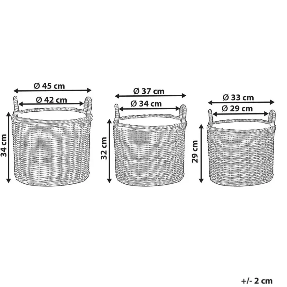 PENDULA - Bloempot set van 3 - Bruin - PE rotan