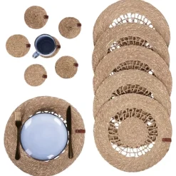 PEPPERBERRY - Set van 12 placemats en onderzetters - Natuurlijk - Jute