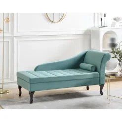PESSAC - Chaise longue - Groenblauw - Rechterzijde - Fluweel