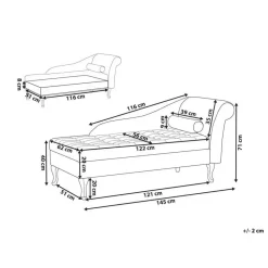 PESSAC - Chaise longue - Groenblauw - Rechterzijde - Fluweel