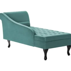 PESSAC - Chaise longue - Groenblauw - Rechterzijde - Fluweel